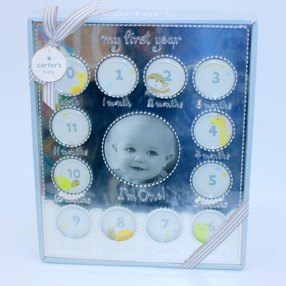 Carter's My First Year Silver Photo Frame "I'm One" Holds 13 Pictures - Picture 1 of 2